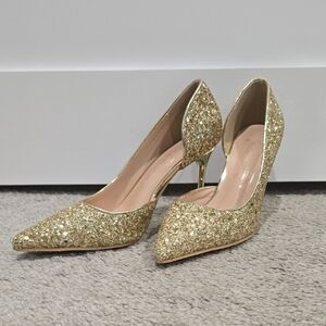 Gold Glitter Pumps